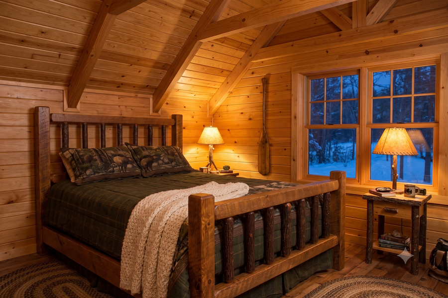 The Honey Pine Cabin Bedroom