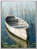 Sky Lake canvas wall art — canoe on a still lake