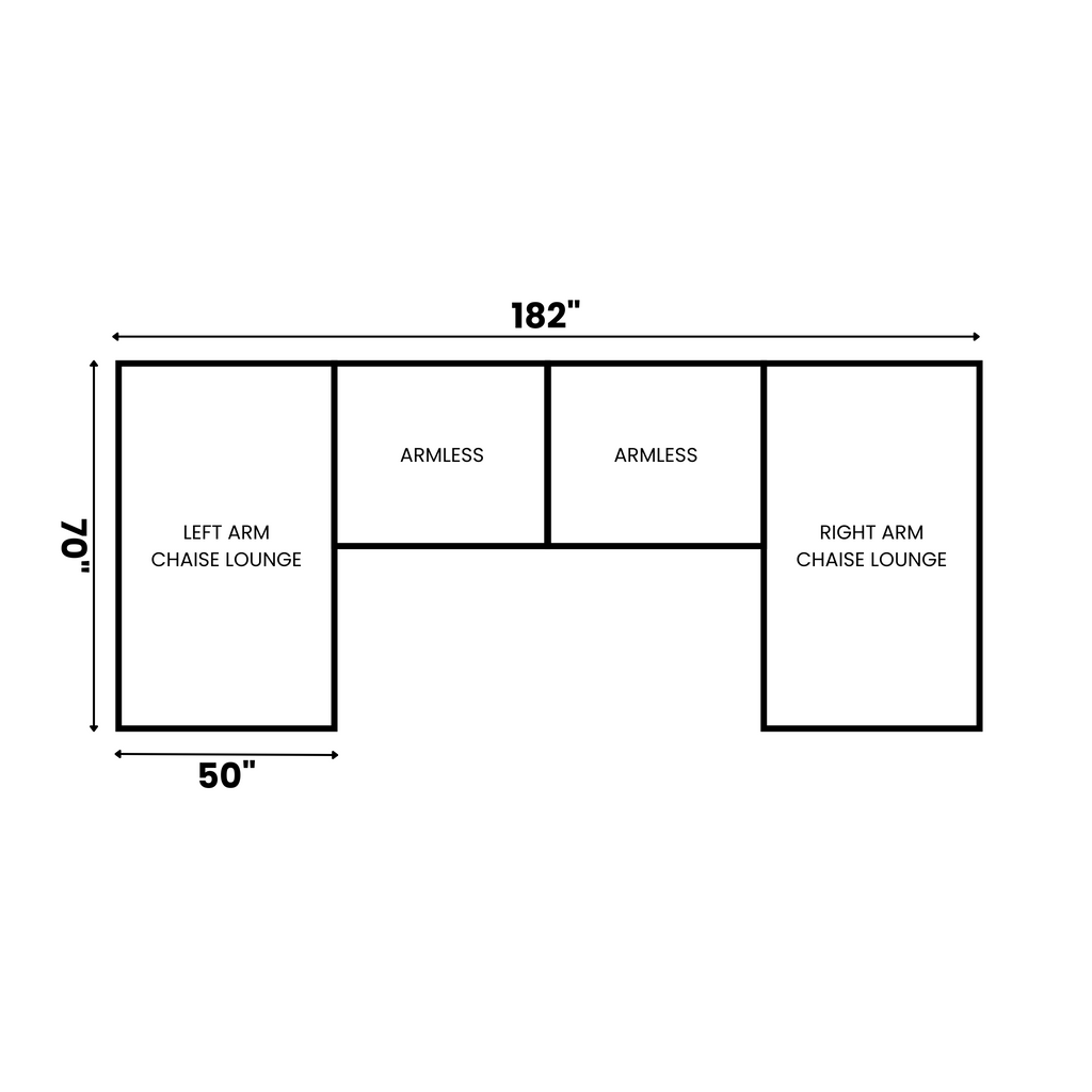 Yeti 4 Piece Straight / Double Chaise