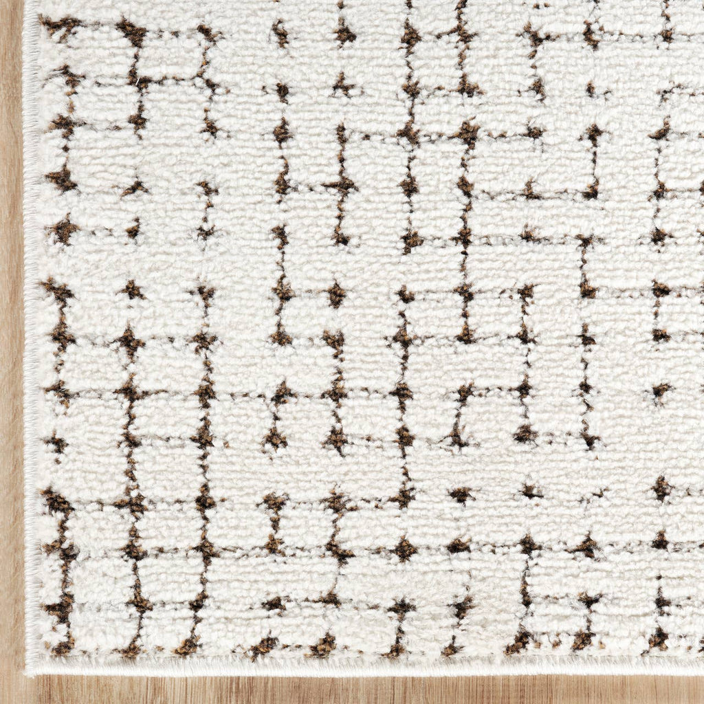 Oliver Modern Cream Brown Textured Crosshatch Area Rug