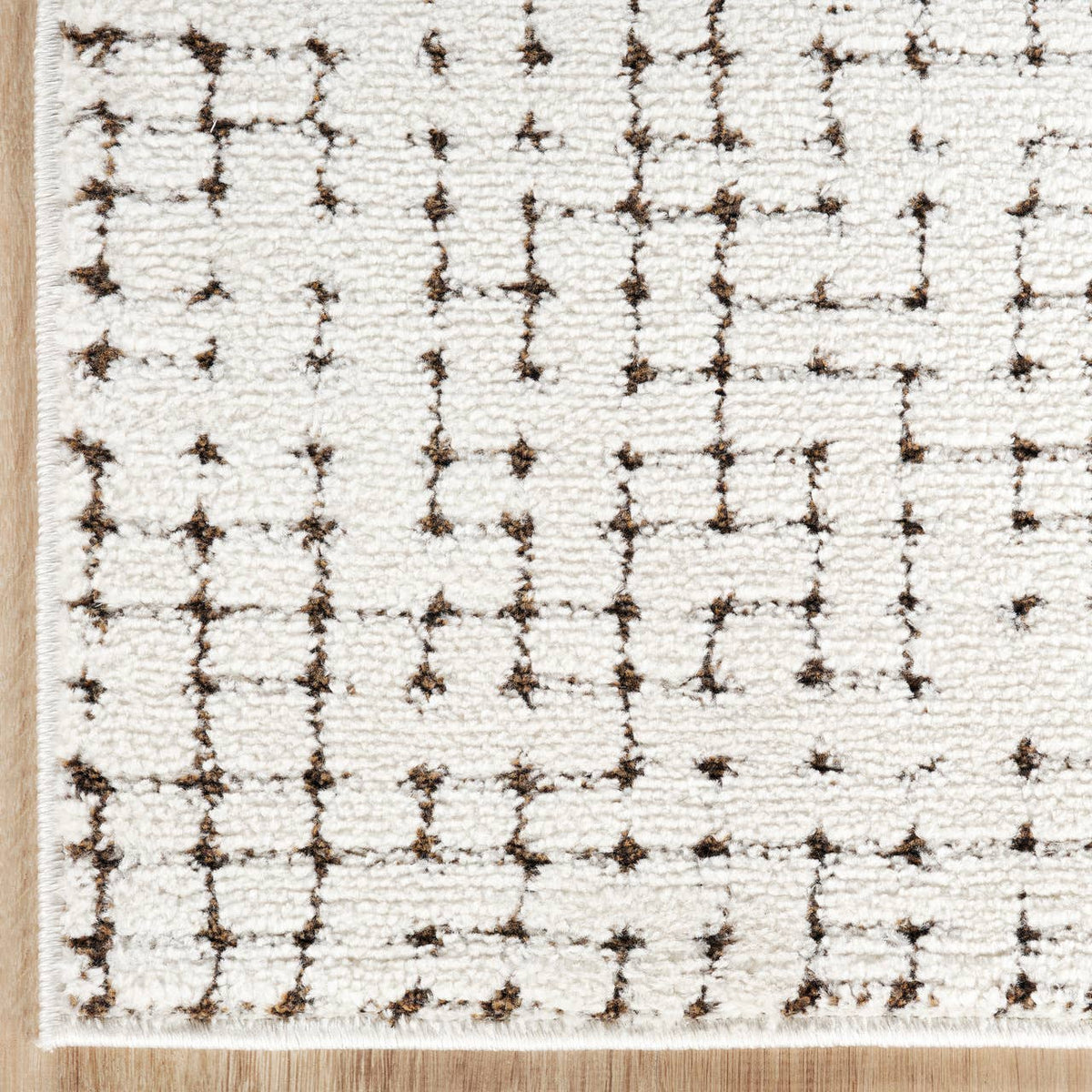 Oliver Modern Cream Brown Textured Crosshatch Area Rug