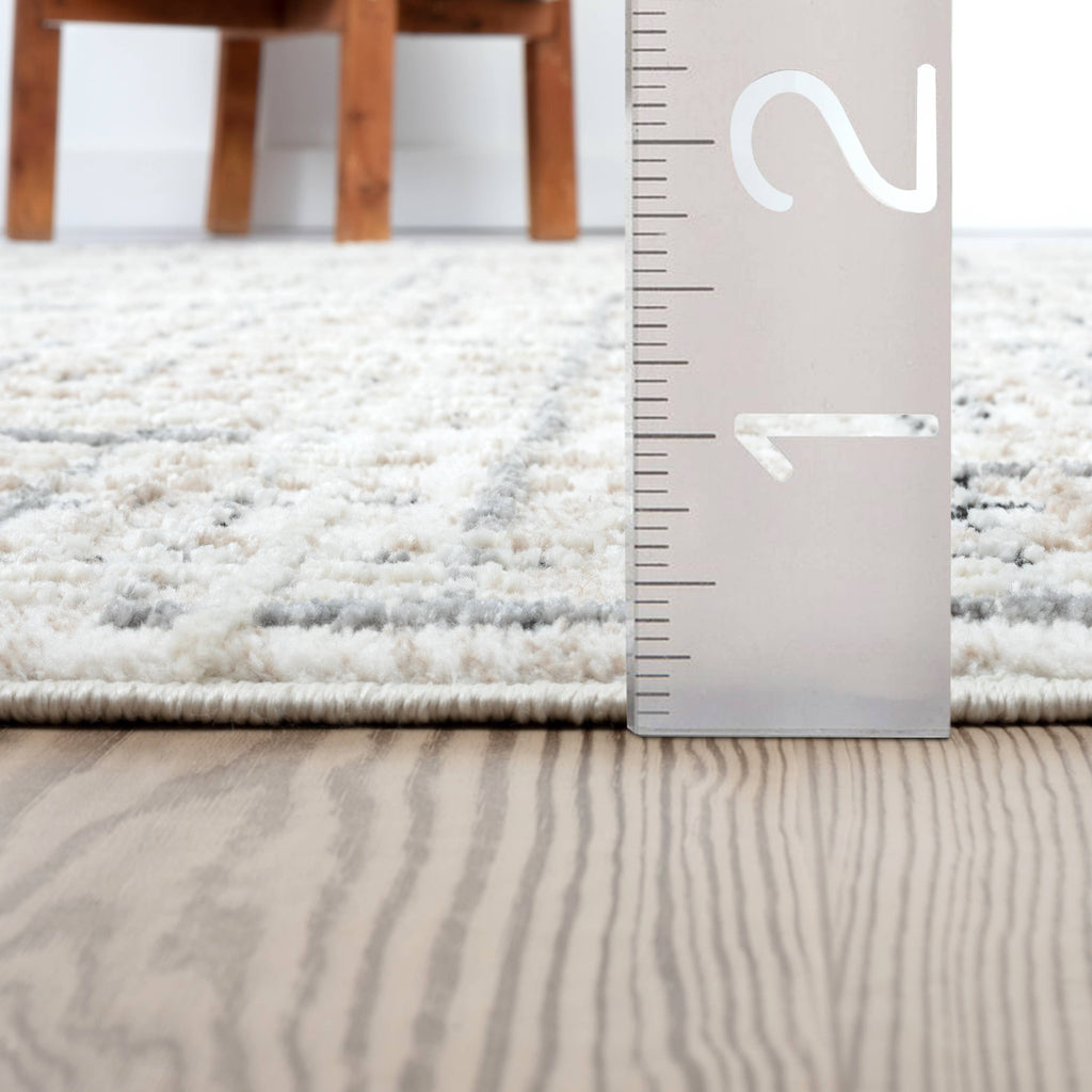 Abani Viva VIV130A Neutral Beige Grey Crosshatch Area Rug