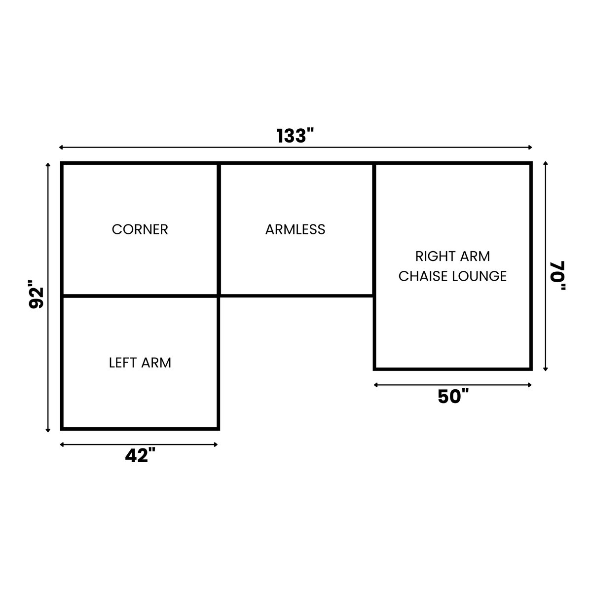 Yeti 4 Piece L / Right Chaise