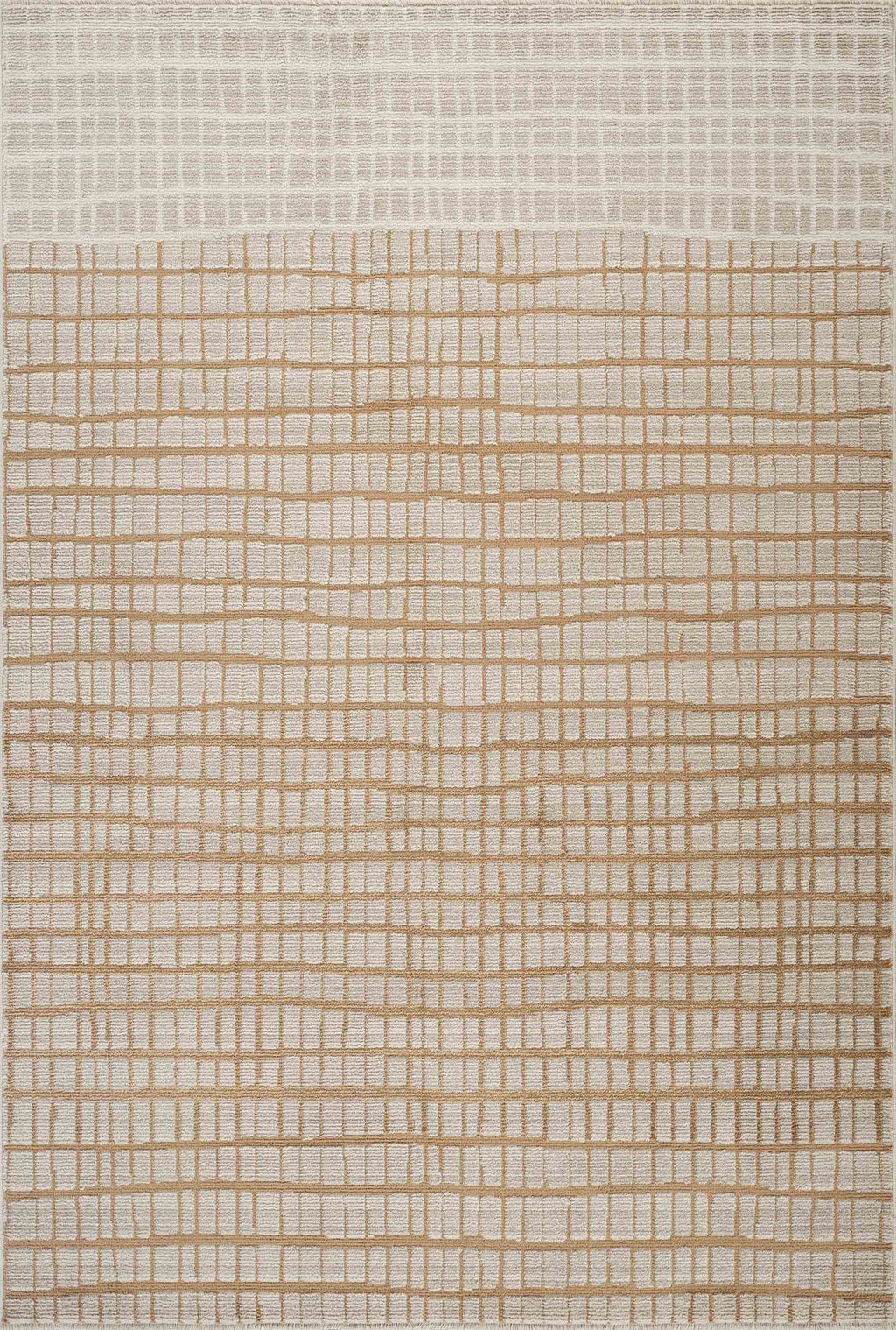 Evelyn Modern Grid Fade Beige Camel Brown Area Rug
