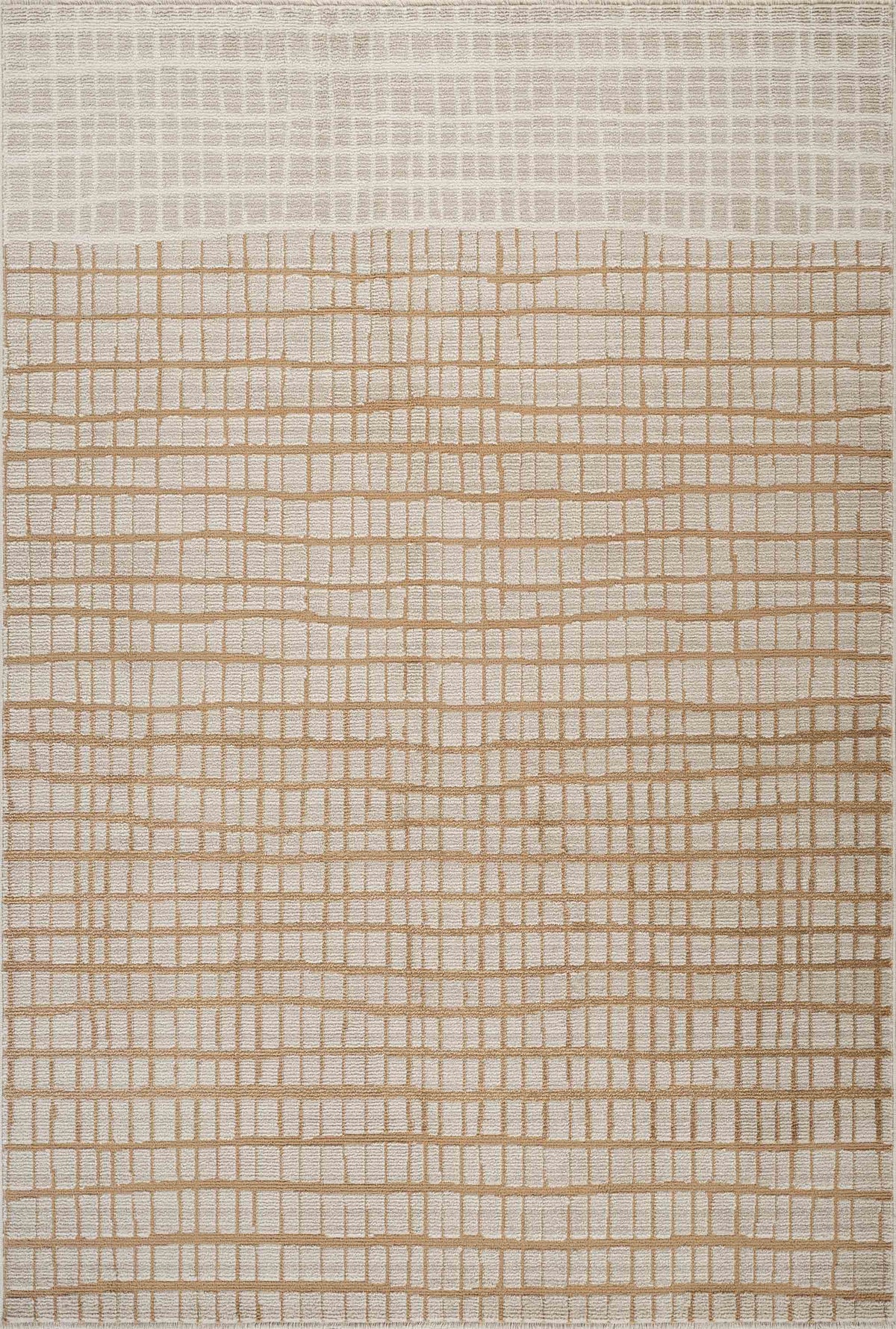 Evelyn Modern Grid Fade Beige Camel Brown Area Rug