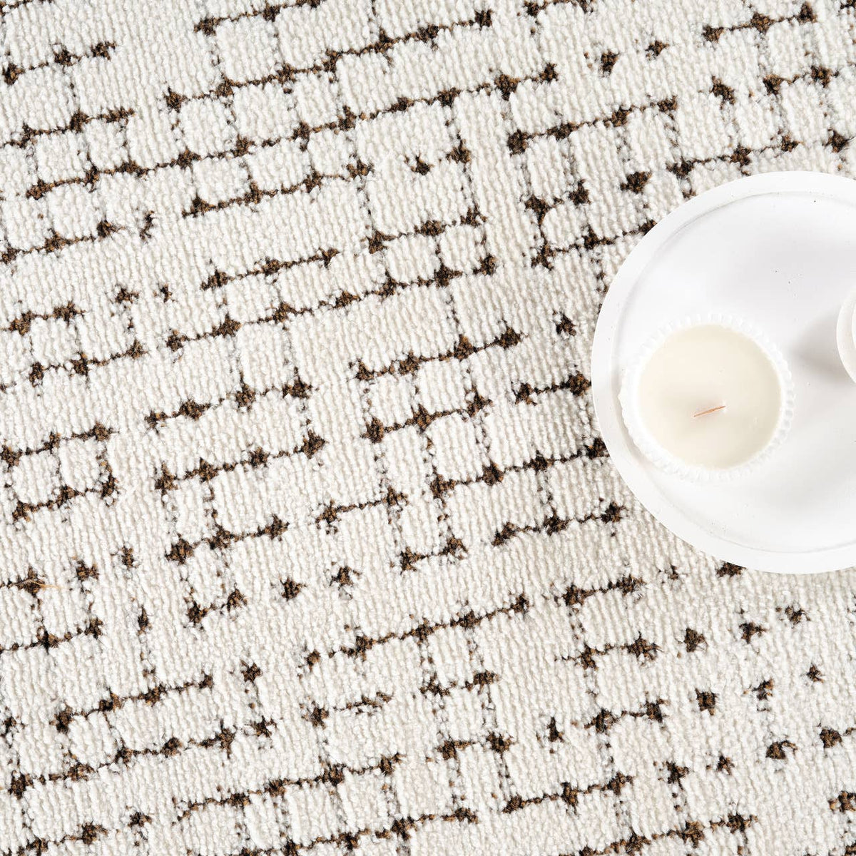 Oliver Modern Cream Brown Textured Crosshatch Area Rug