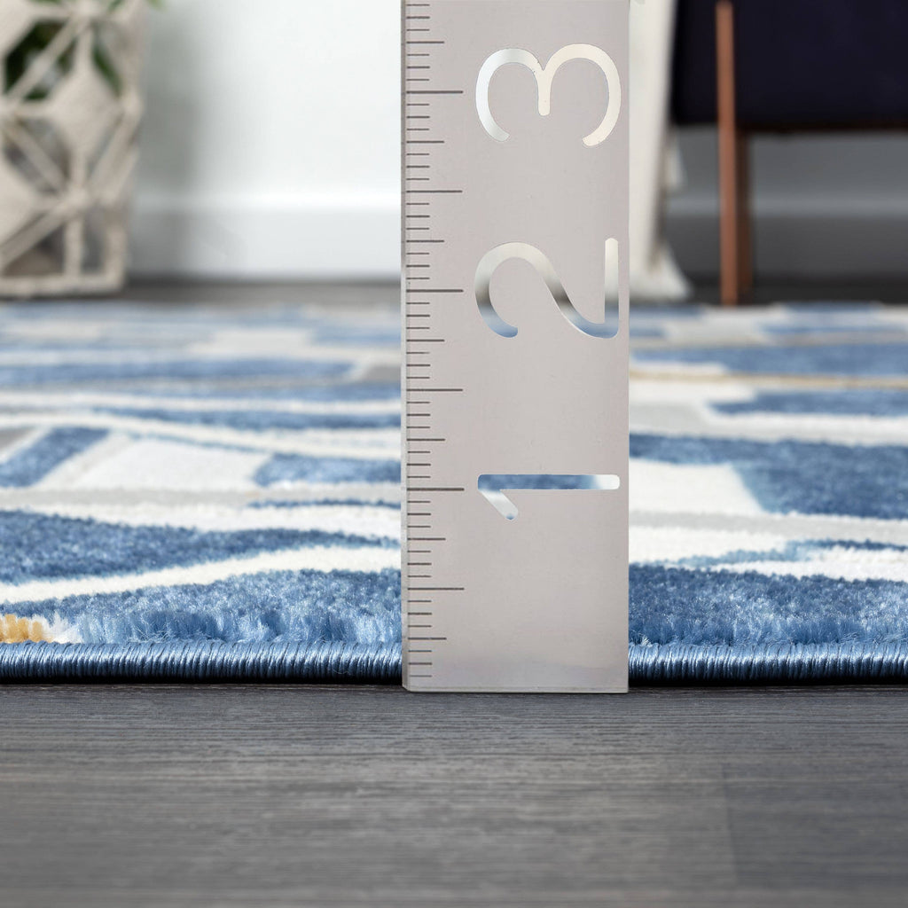 ABANI Atlas Multi Hexagon Blue Grey Area Rug