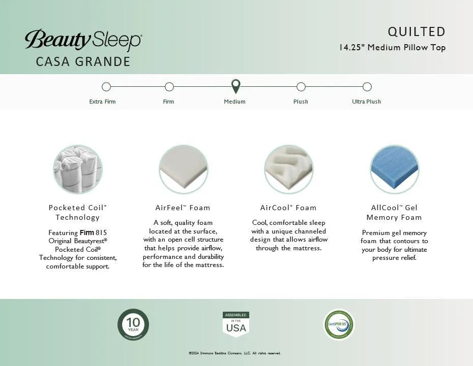Serta Beauty Sleep Casa Grande construction detail