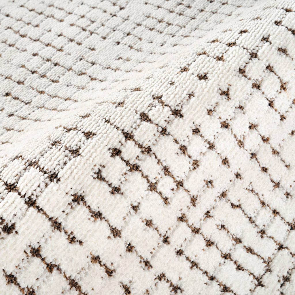 Oliver Modern Cream Brown Textured Crosshatch Area Rug