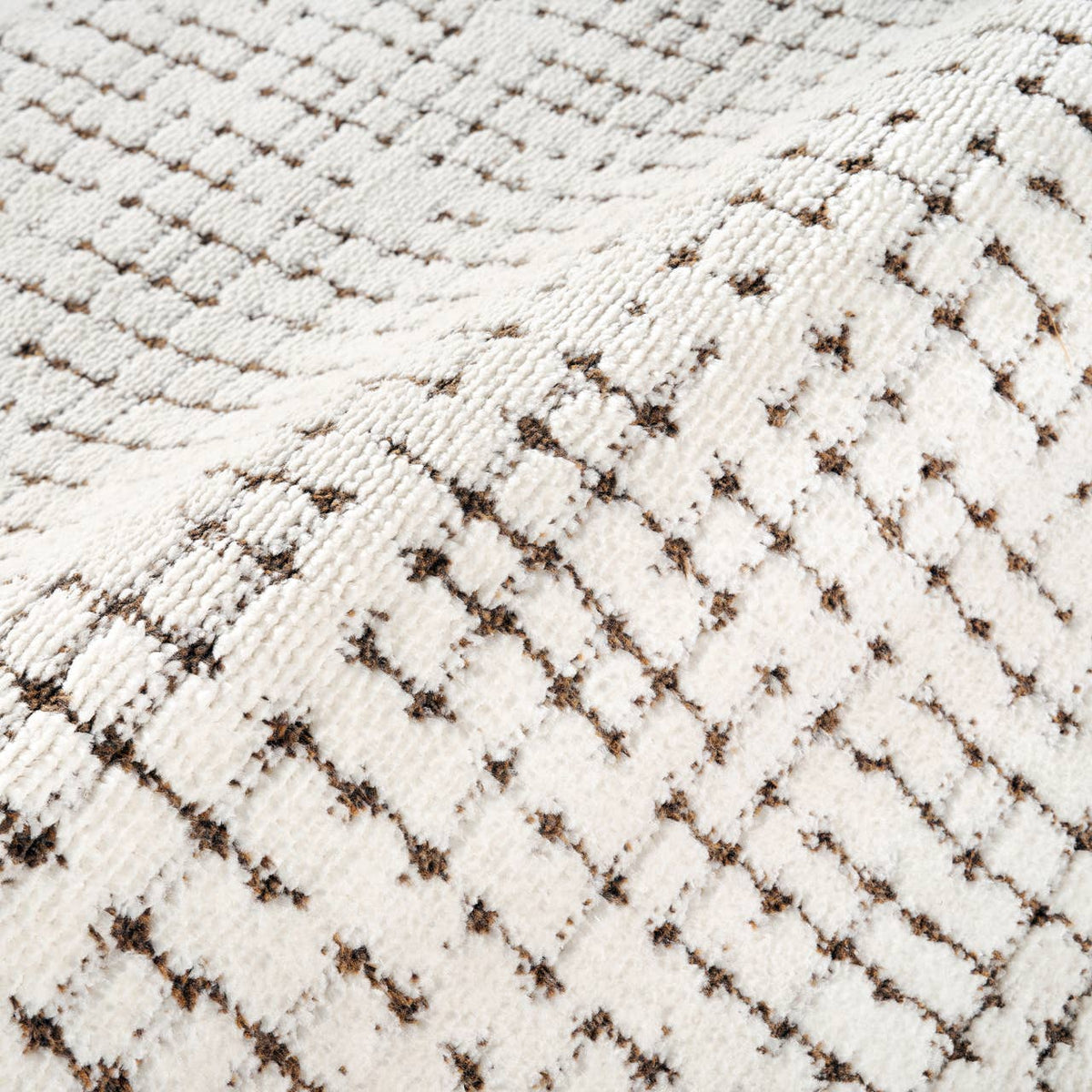 Oliver Modern Cream Brown Textured Crosshatch Area Rug