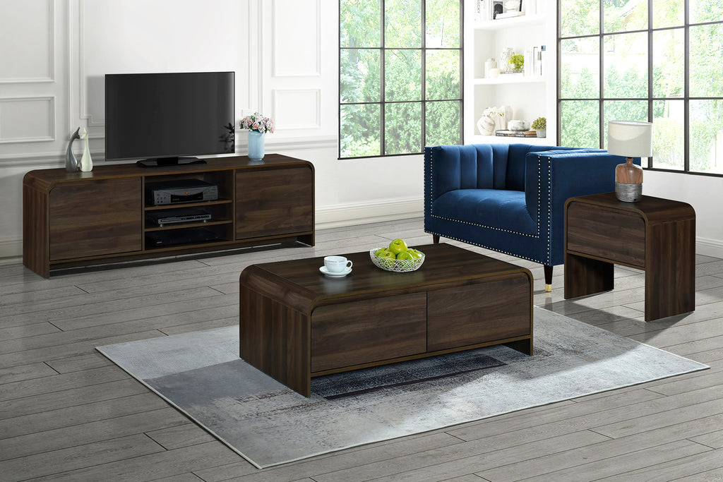 Linden mid-century walnut end tables with cocktail table