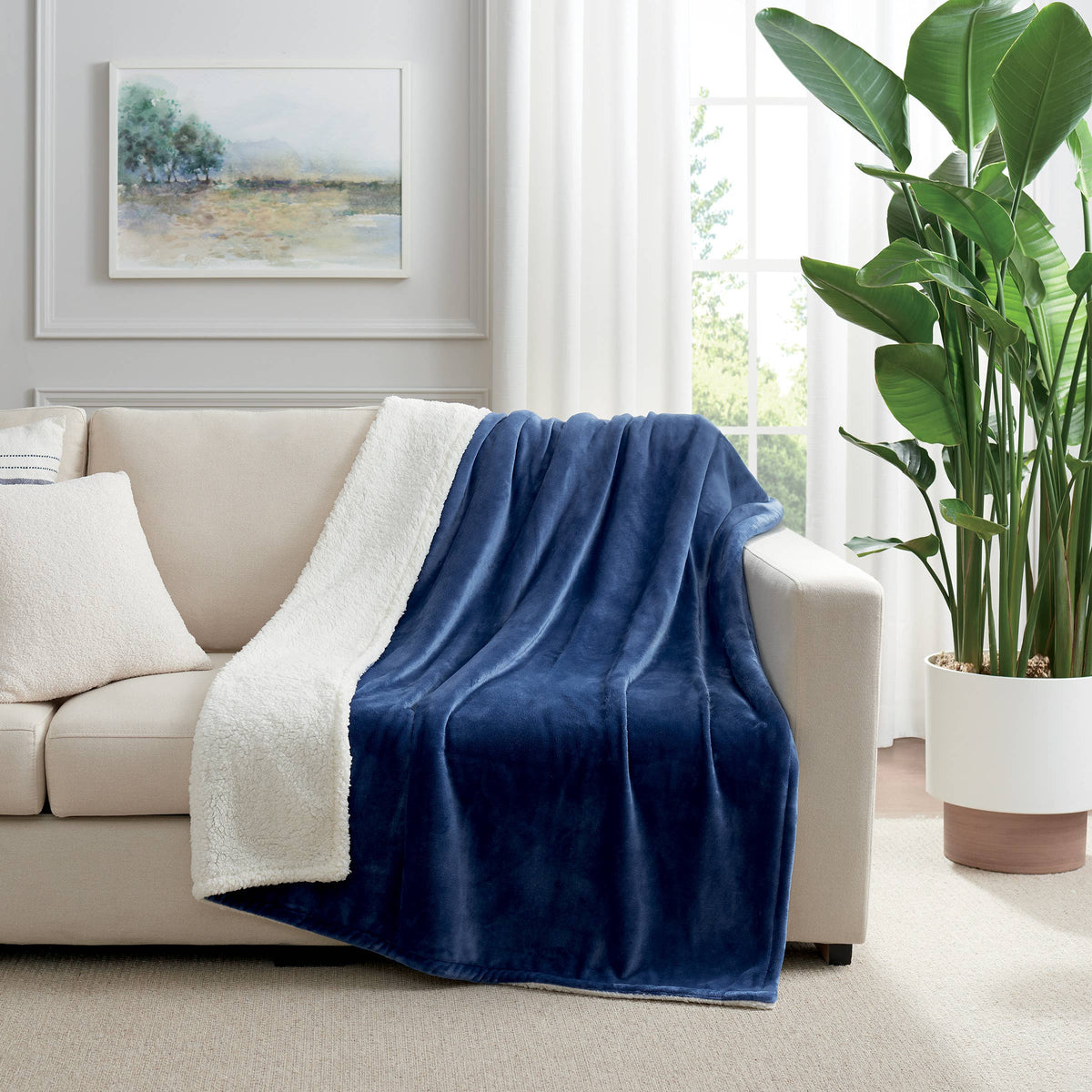 Sherpa Throw Blanket, Case of 4, Reversible, Color options