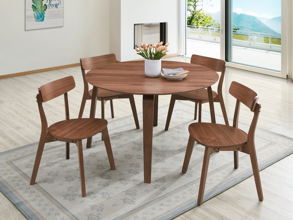 Harriet 47 inch round mid-century walnut dining table