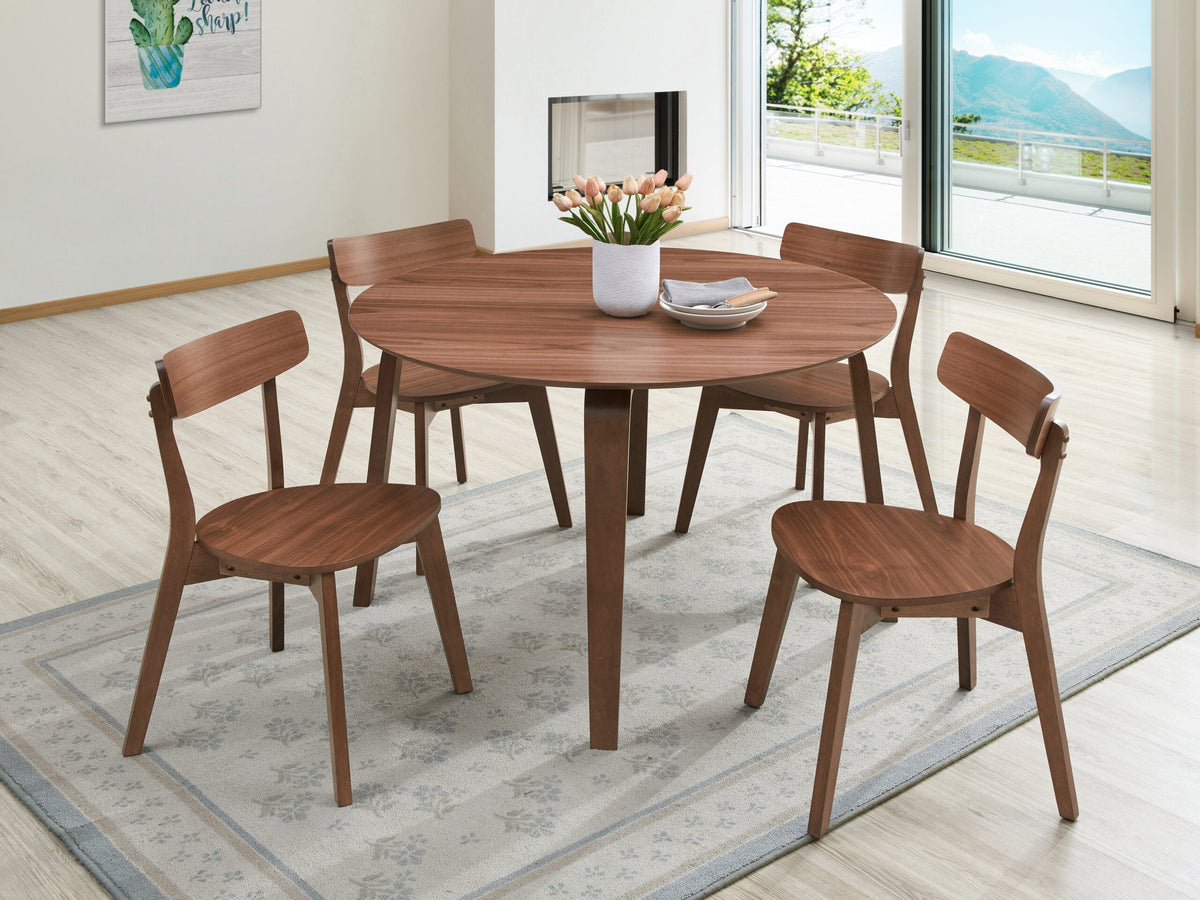 Harriet 47 inch round mid-century walnut dining table