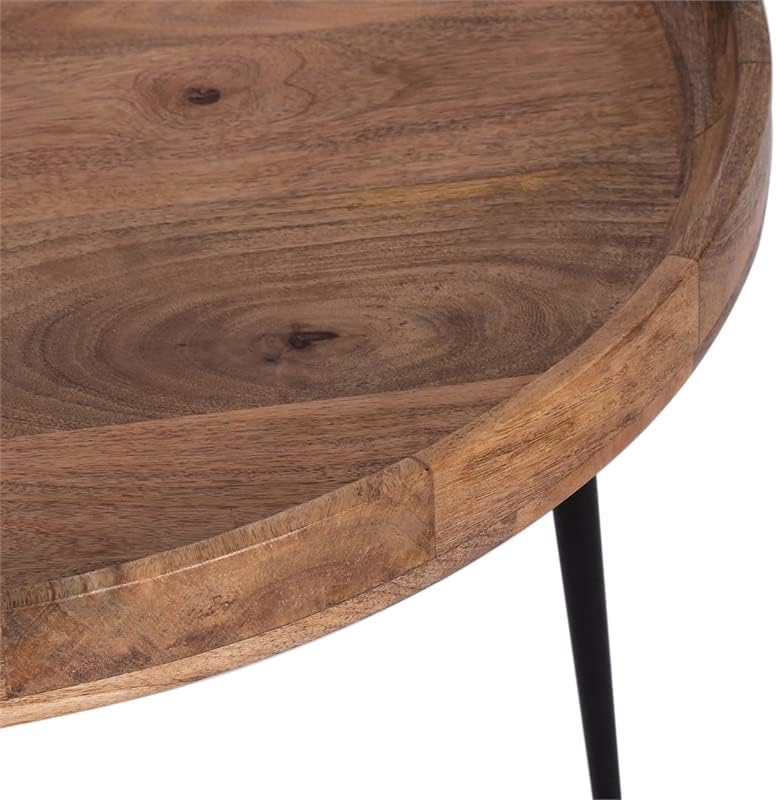 Mango wood coffee table with bowl-shaped top, alternate view