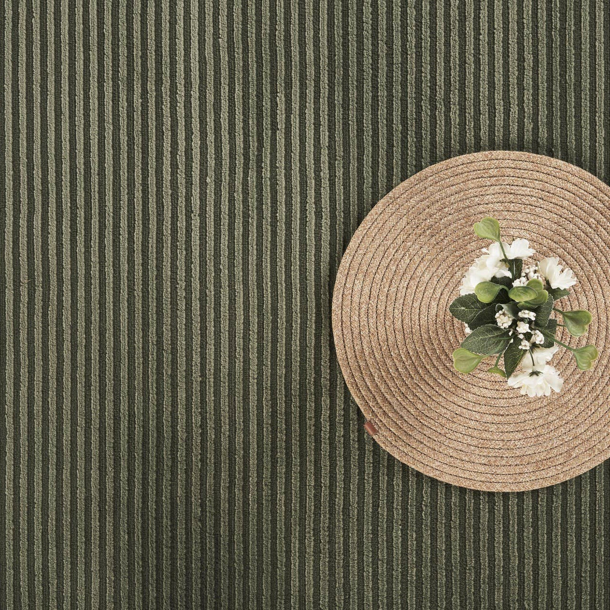 Plush Deco Machine Washable Textured Stripes Green Rug