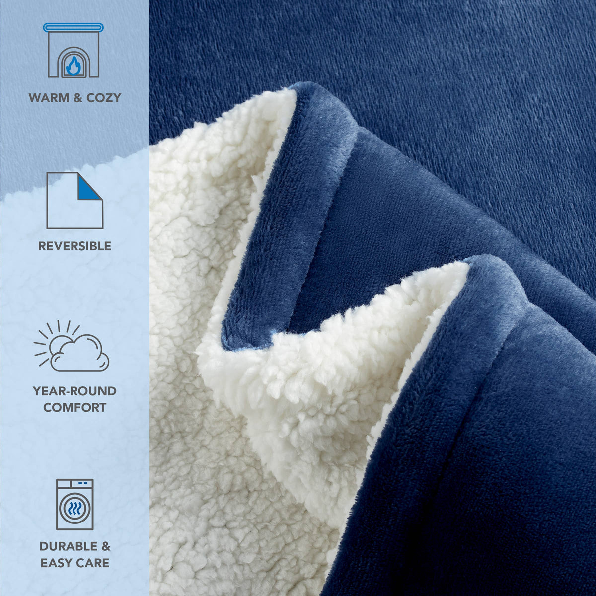 Sherpa Throw Blanket, Case of 4, Reversible, Color options