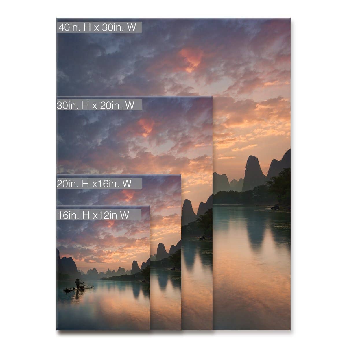 'Li River Sunrise' Wrapped Canvas Wall Décor
