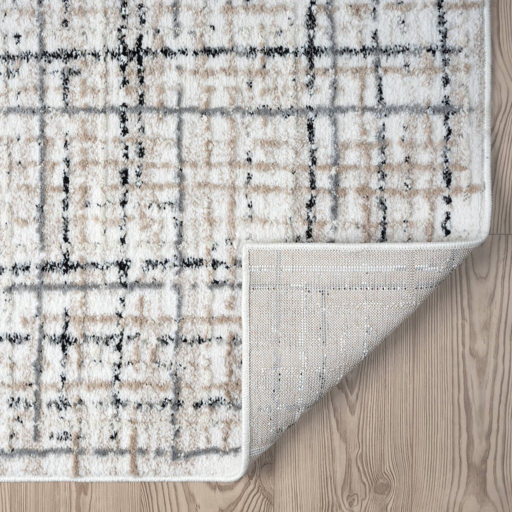 Abani Viva VIV130A Neutral Beige Grey Crosshatch Area Rug