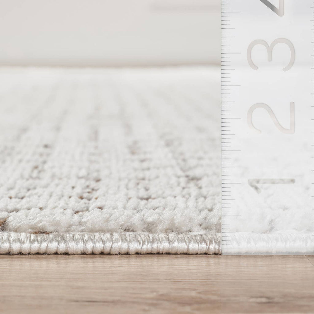 Oliver Modern Cream Brown Textured Crosshatch Area Rug