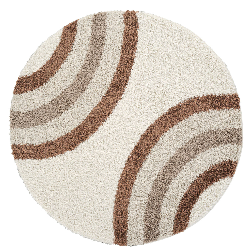 Lisbon Ivory Shag Rug with Taupe and Brown Rainbow Arches