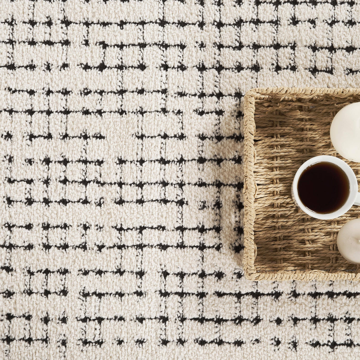 Abani Oliver Cream Crosshatch Minimalist Area Rug