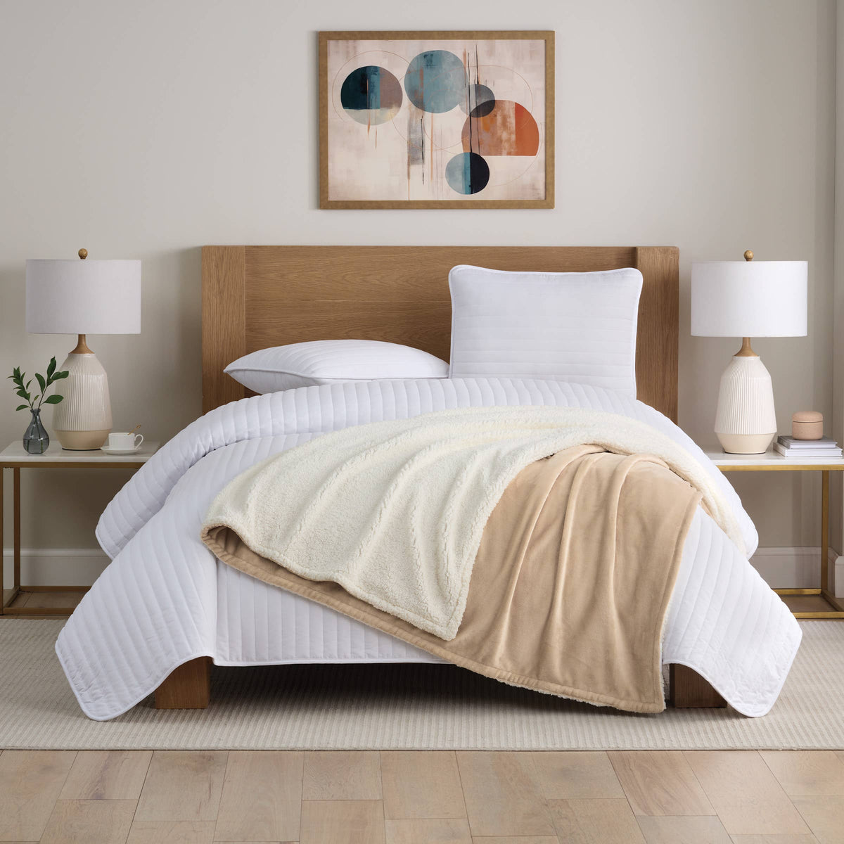 Sherpa Throw Blanket, Case of 4, Reversible, Color options