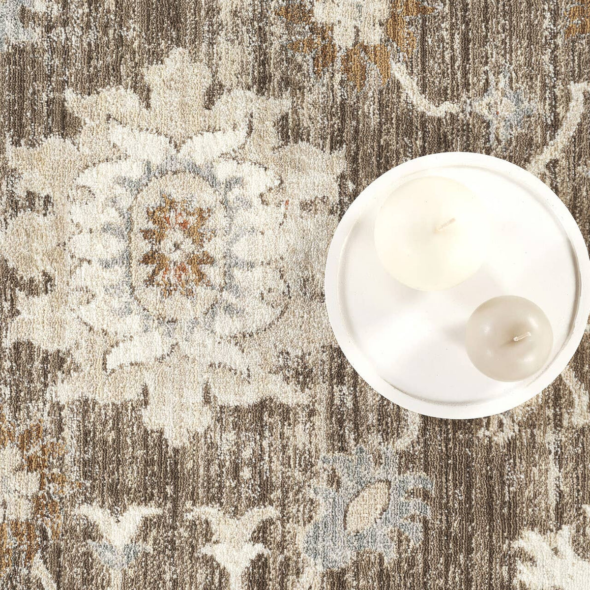 Alara Taupe Cream Vintage Medallion Floral Area Rug