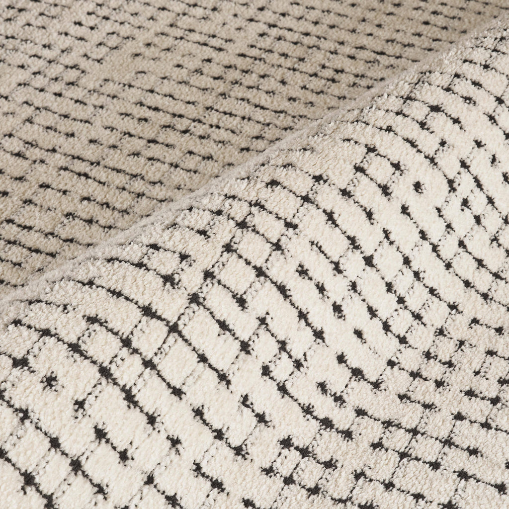 Abani Oliver Cream Crosshatch Minimalist Area Rug