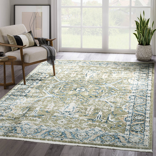 Abani Savoy Vintage Green Blue Area Rug