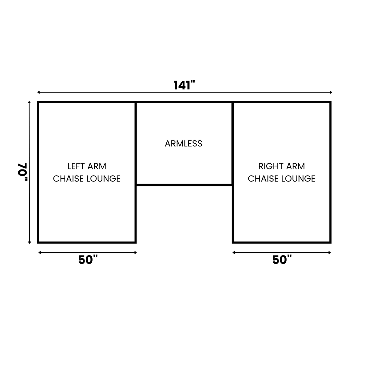 Yeti 3 Piece Straight / Double Chaise