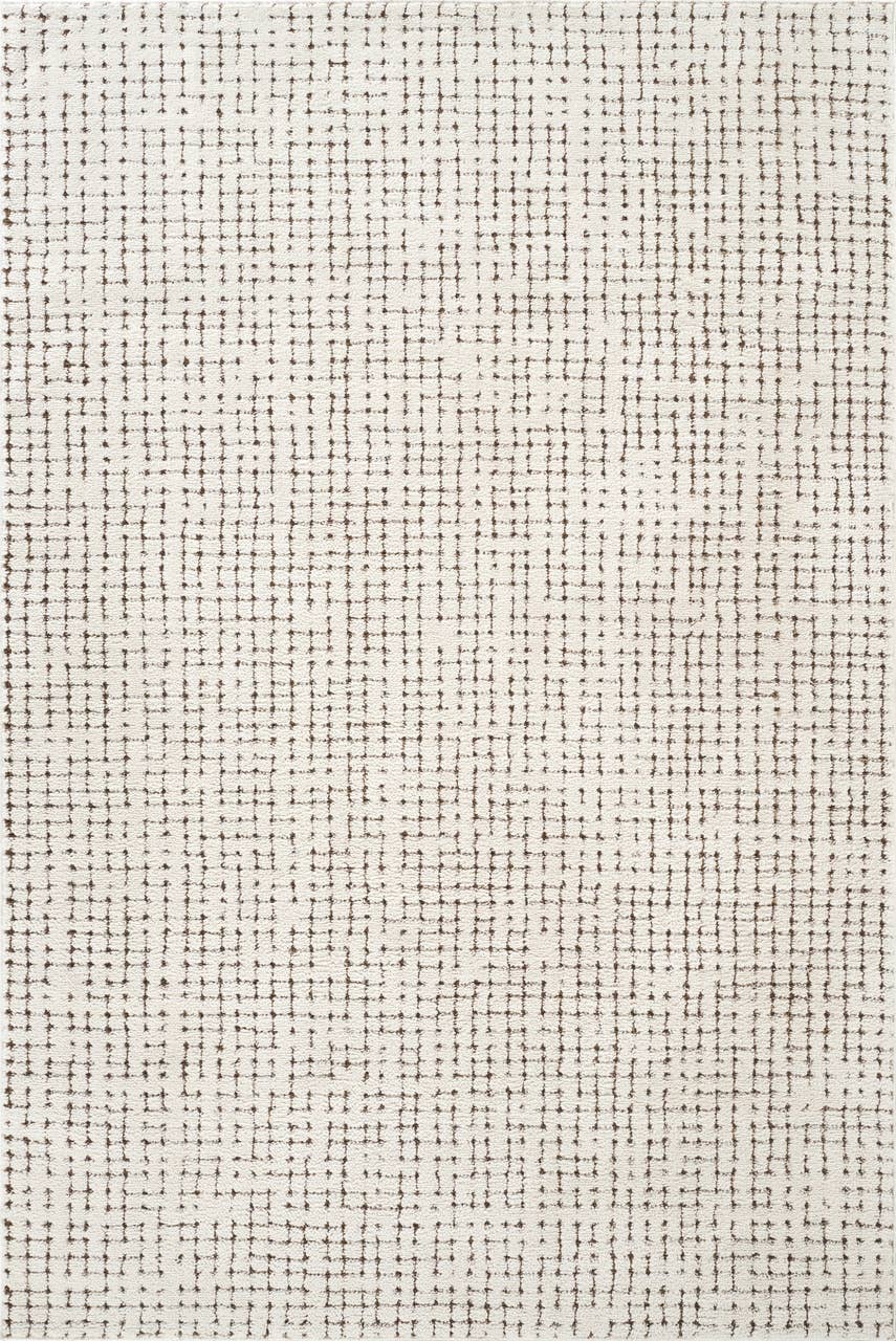 Oliver Modern Cream Brown Textured Crosshatch Area Rug