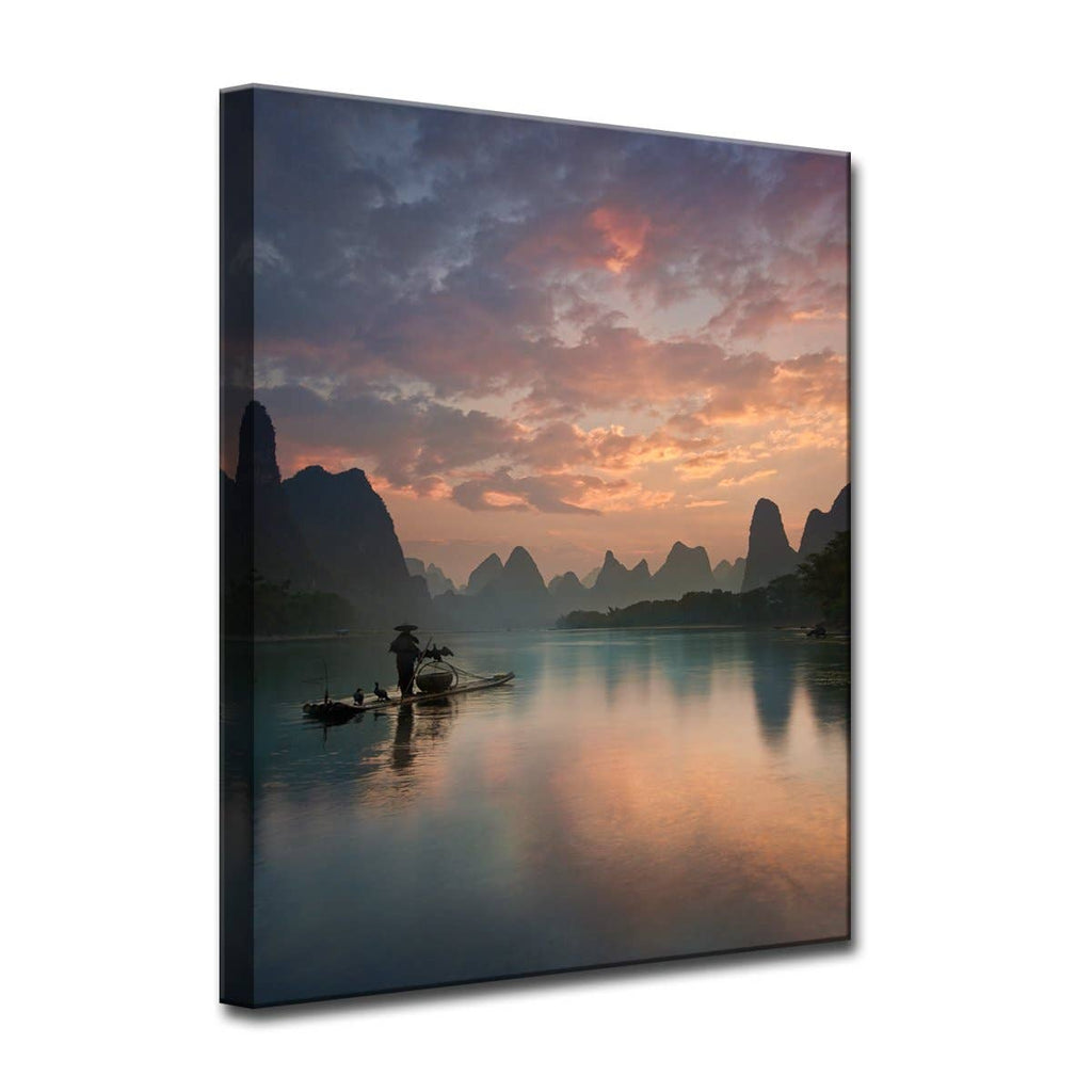 'Li River Sunrise' Wrapped Canvas Wall Décor