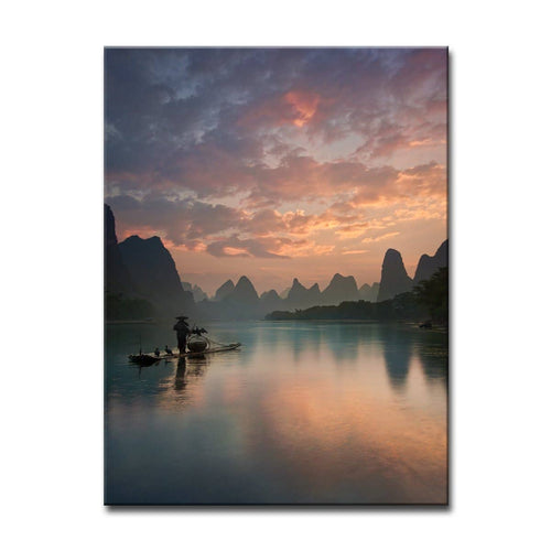 'Li River Sunrise' Wrapped Canvas Wall Décor