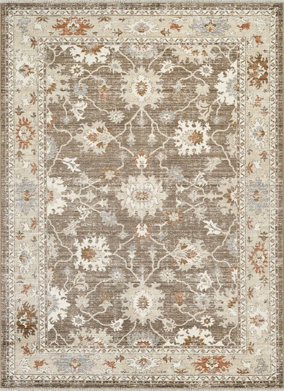 Alara Taupe Cream Vintage Medallion Floral Area Rug