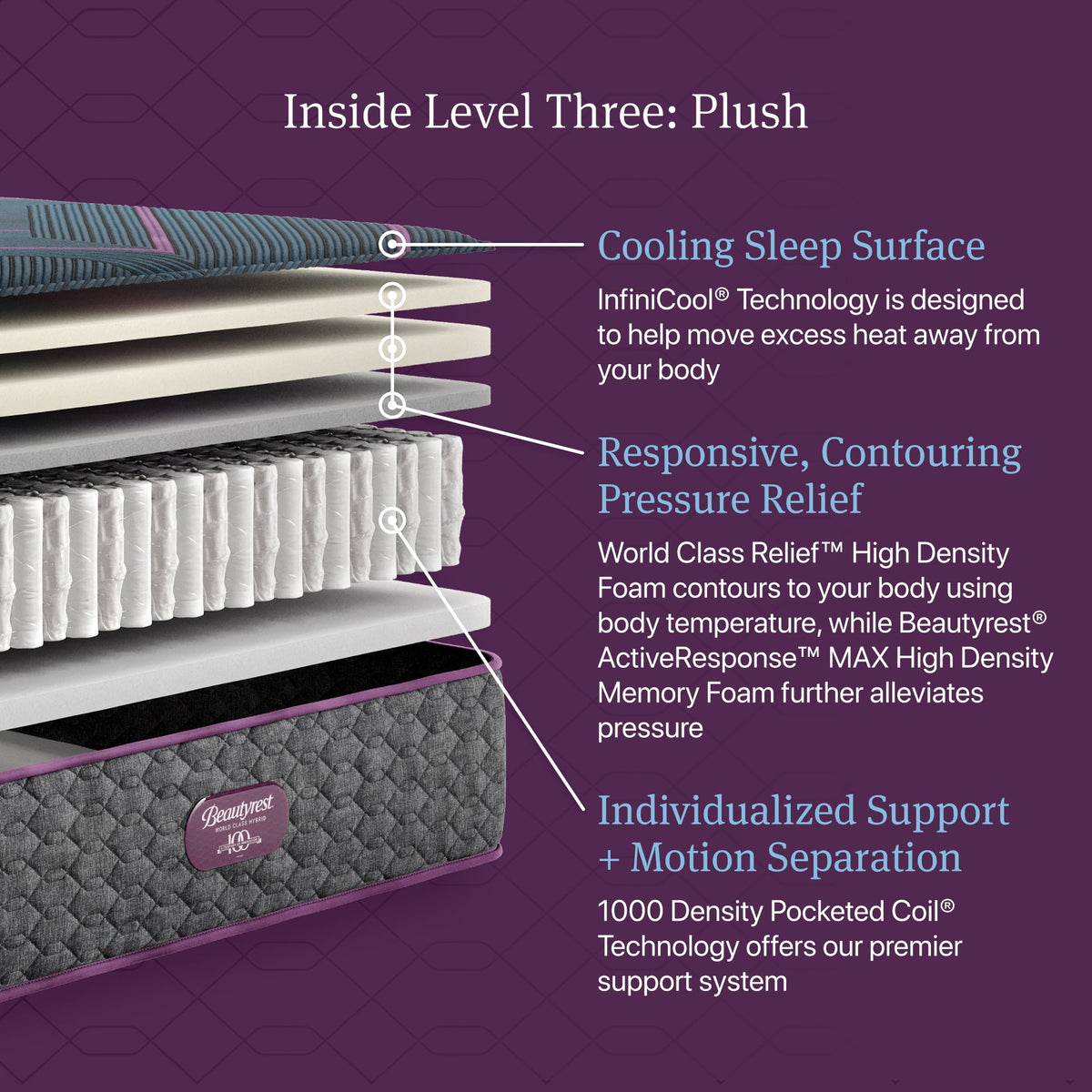 Beautyrest World Class L3 Plush - cutaway construction