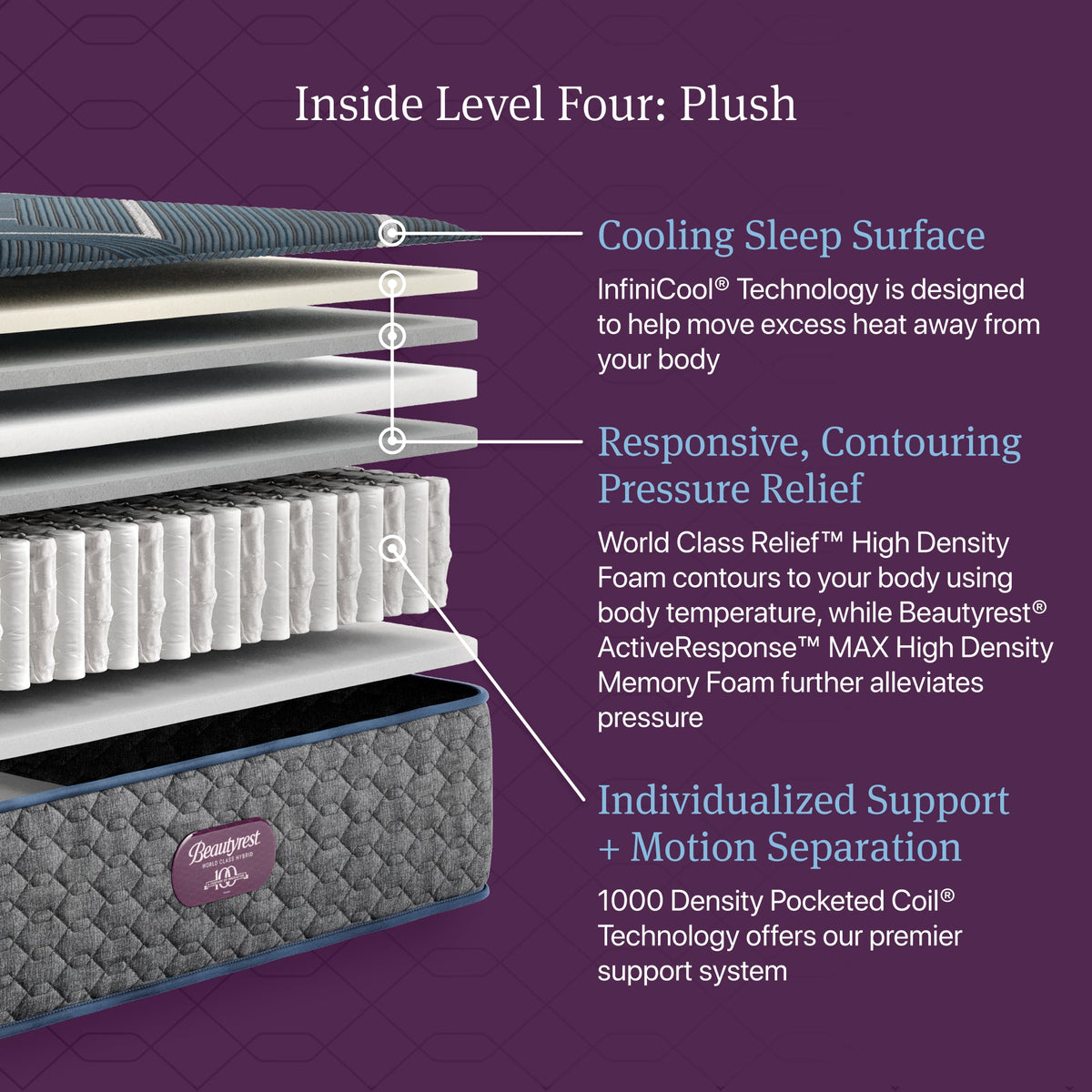 Beautyrest World Class L4 Plush - cutaway construction