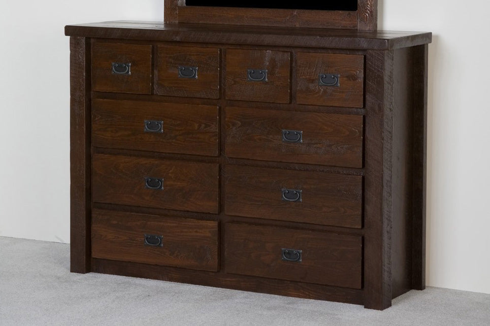 Barnwood 10 Drawer Chesser - dark finish reclaimed barnwood