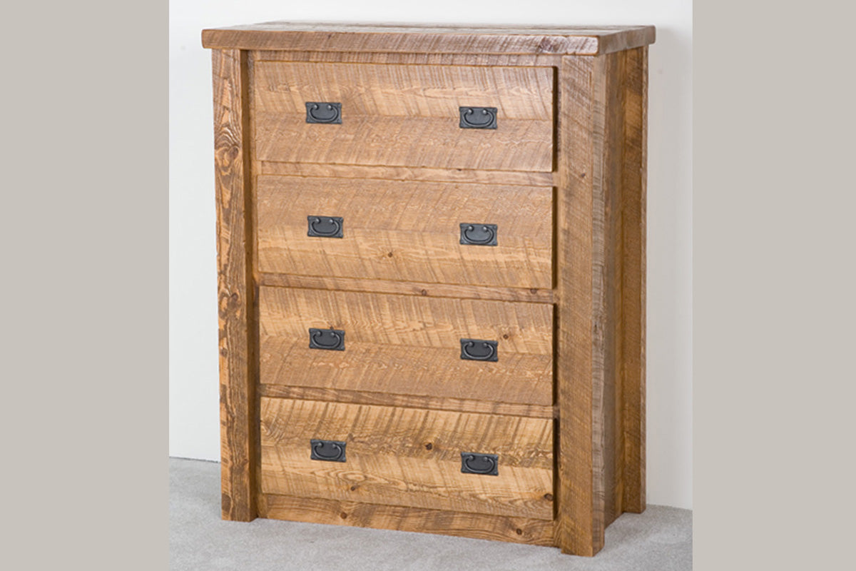 Barnwood 4 Drawer Chest - honey pine finish