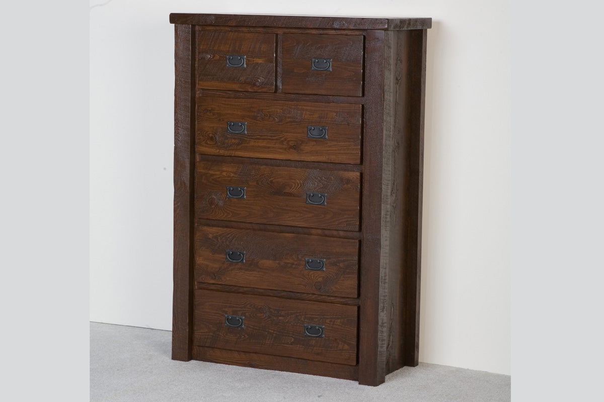 Barnwood 6 Drawer Chest - dark finish reclaimed barnwood