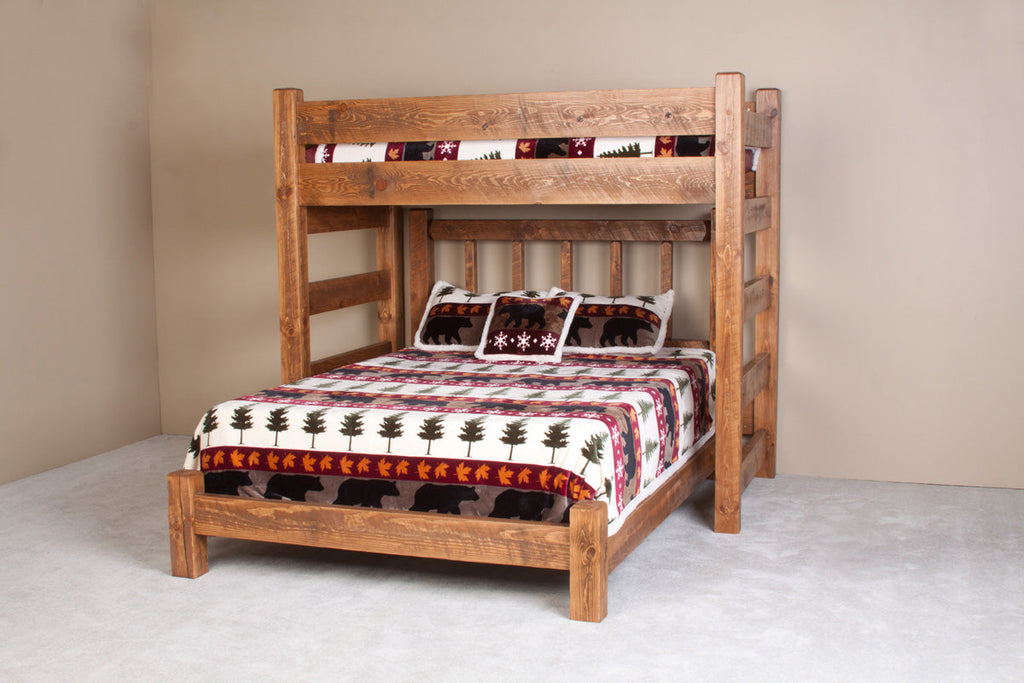 Perpendicular Barnwood Bunk Bed configuration