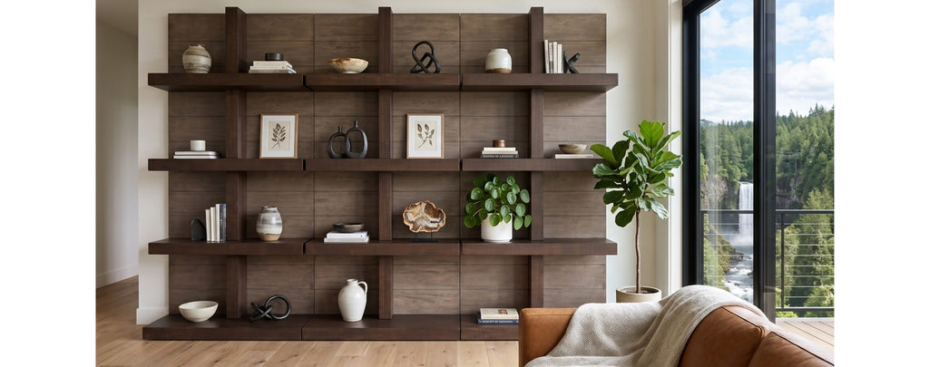 Boise Buckskin 4-Shelf Bookcase styled