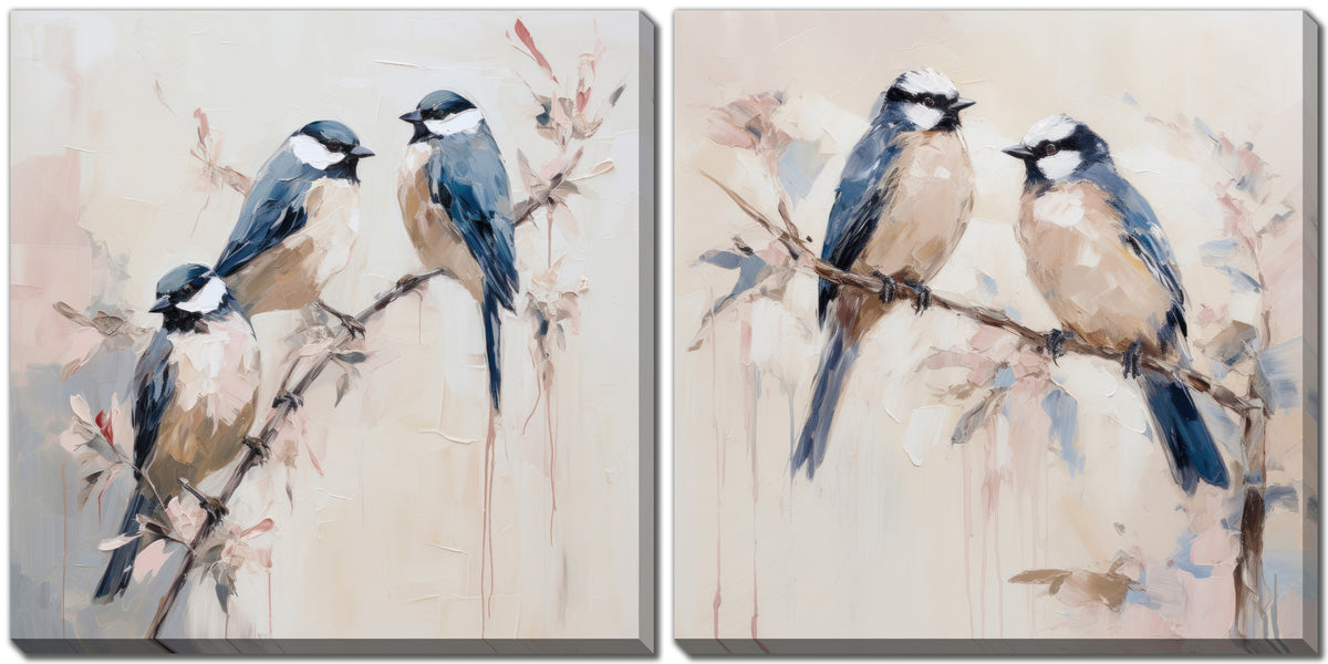 Elegant Bird Silhouettes Set of 2 canvas wall art