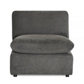 The My Cloud Slope Armless chair features a modern, boxy design with a cushioned gray fabric backrest and seat. It integrates seamlessly as a modular part of versatile sectionals, resting on small black legs, perfect for contemporary interiors.