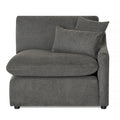 The My Cloud Slope Right Arm is a gray sectional sofa with a corner design offering customizable seating. It includes two matching throw pillows, a spacious seat, and no visible legs for a cozy, minimalist look.