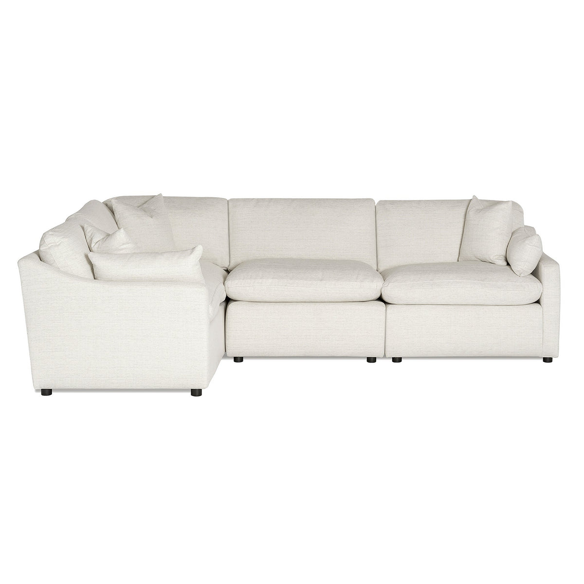 The My Cloud Slope 4 Piece Left L is a beige, L-shaped sectional sofa with plush seating and armrests, set against a white background. Its soft, comfortable upholstery makes it perfect for a living room, embodying the ultimate sofa experience.