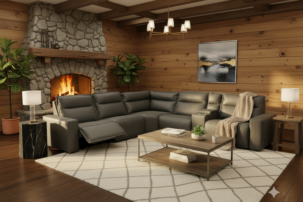 Meridian 5 Piece L Reclining Sectional