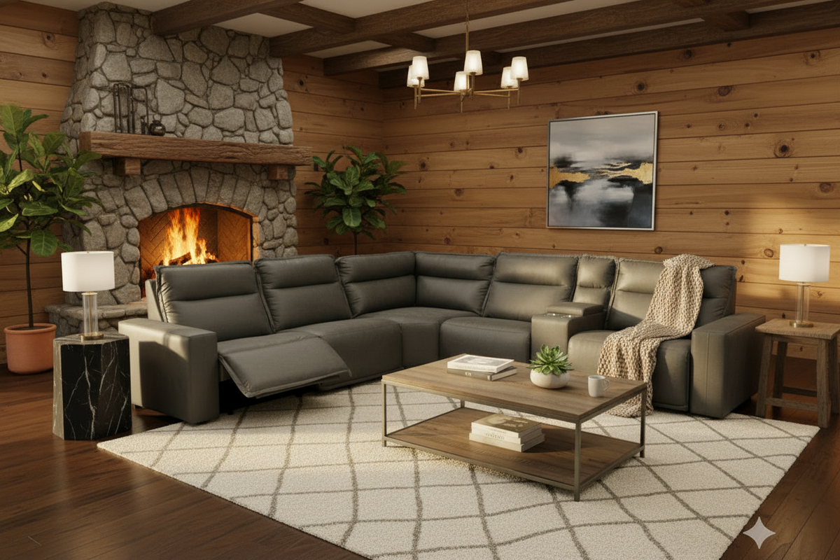 Meridian 5 Piece L Reclining Sectional