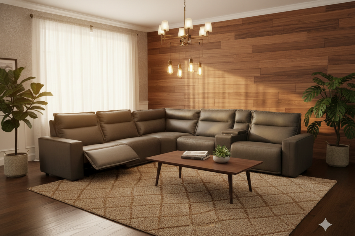 Meridian 5 Piece L Reclining Sectional