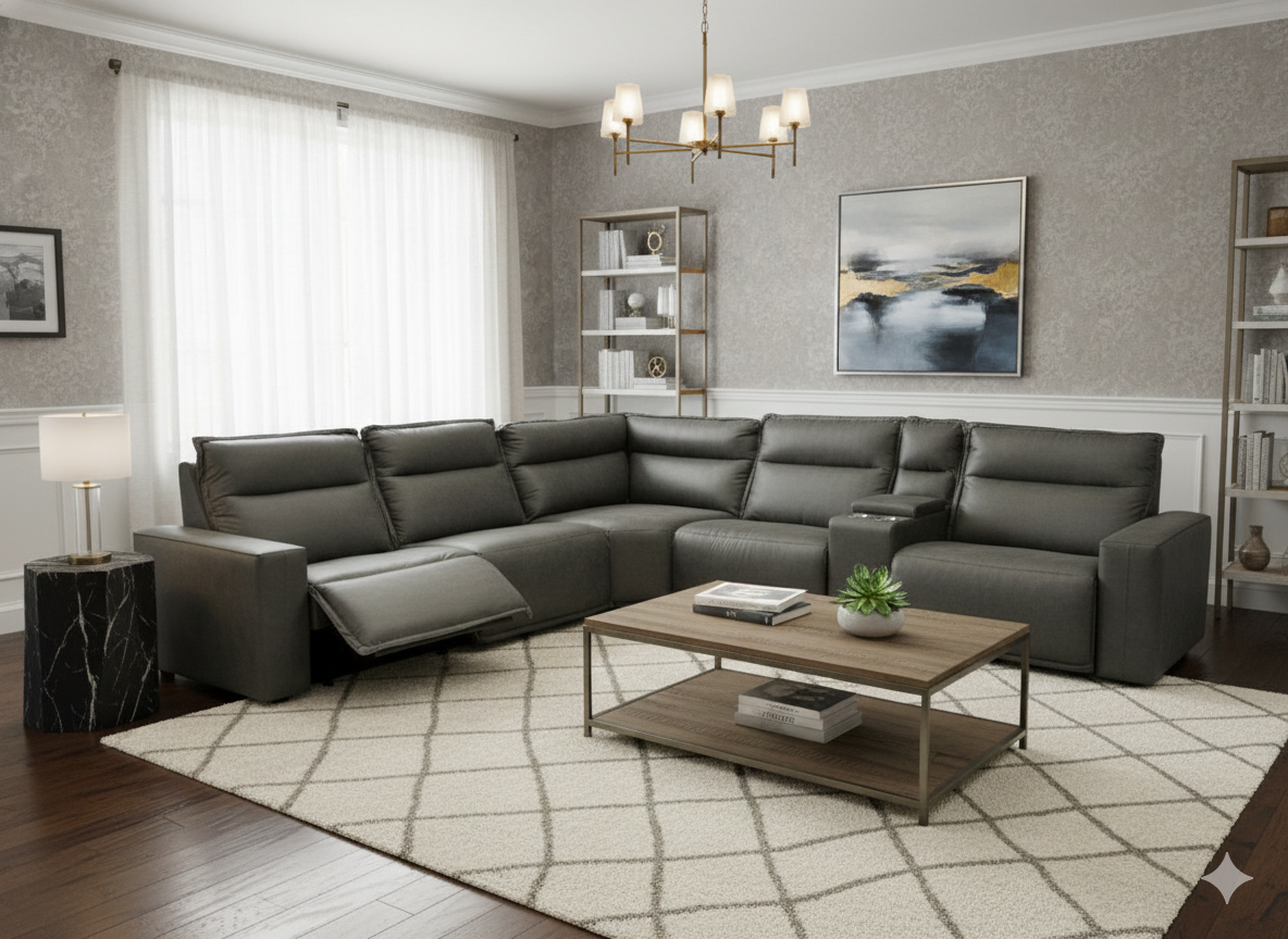 Meridian 5 Piece L reclining sectional base image